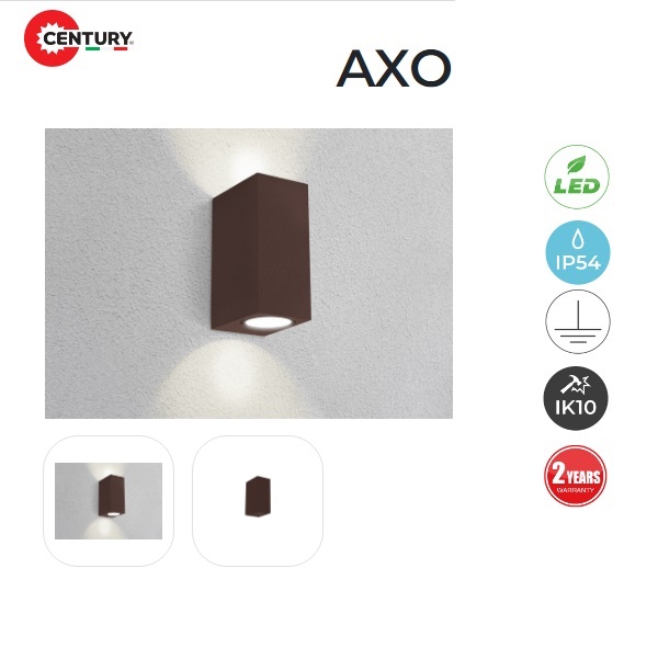 Applique LED AXO Quadrato Bidirezionale IP54 Corten 2xGU10